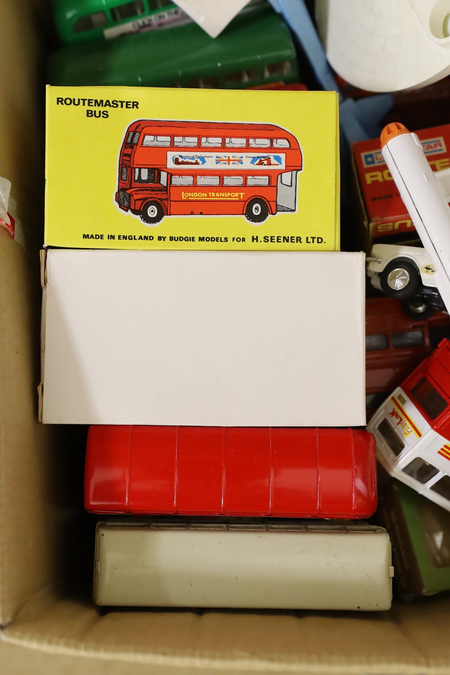 A quantity of die-cast toy vehicles and trains